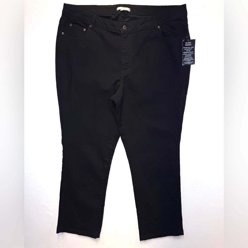 NWT Woman‎ Within black denim straight leg jeans plus size 22W stretch slimming